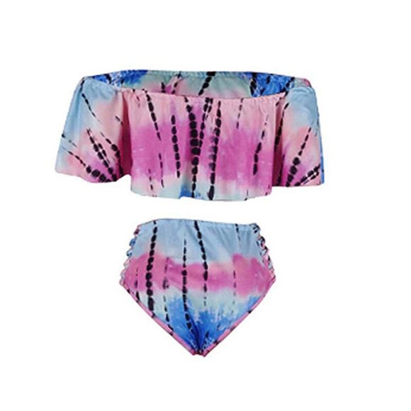 ✨Tie Dye High Waisted Off Shoulder Bikini NEW - Picture 3 of 3